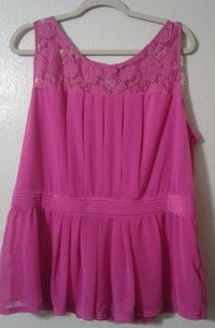 Pink Lace Peplum Top